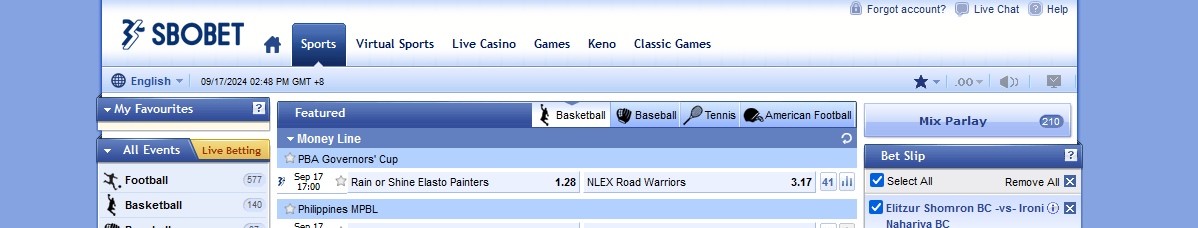 Banner do topo do site SBObet